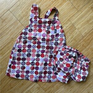 Patagonia Overall Jumper One Piece Polka Dot Dress and Bloomers Set Baby 18m